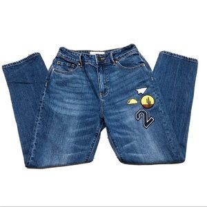 Pacsun Retro Patch High Waist Jeans Blue Sz 24